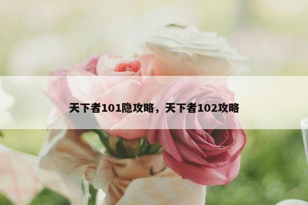 天下者101隐攻略，天下者102攻略